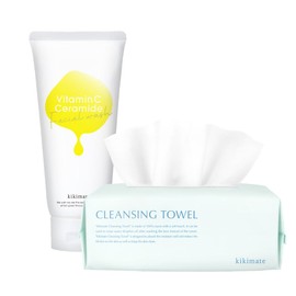kikimate Cleansing Towels, Facial Towels, Pack of 100, Enzyme Cleansing, Facial Foam, Facial Cleansing, 4.2 oz (120 g)