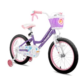 JOYSTAR 20 Inch Girls Bike for 7 8 9 10 Years Old 20" Kids Bikes for Ages 7-10yr with Training Wheels and Basket Children's Bicycle with Handbrake in Purple