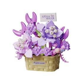 Yeahowes Flower Building Blocks Set - 193 PCS Purple Lavender Bouquet, DIY Artificial Flowers for Home Decor, Creative Birthday Gift for Girls & Women, Gift for Teens (Ages 14+)