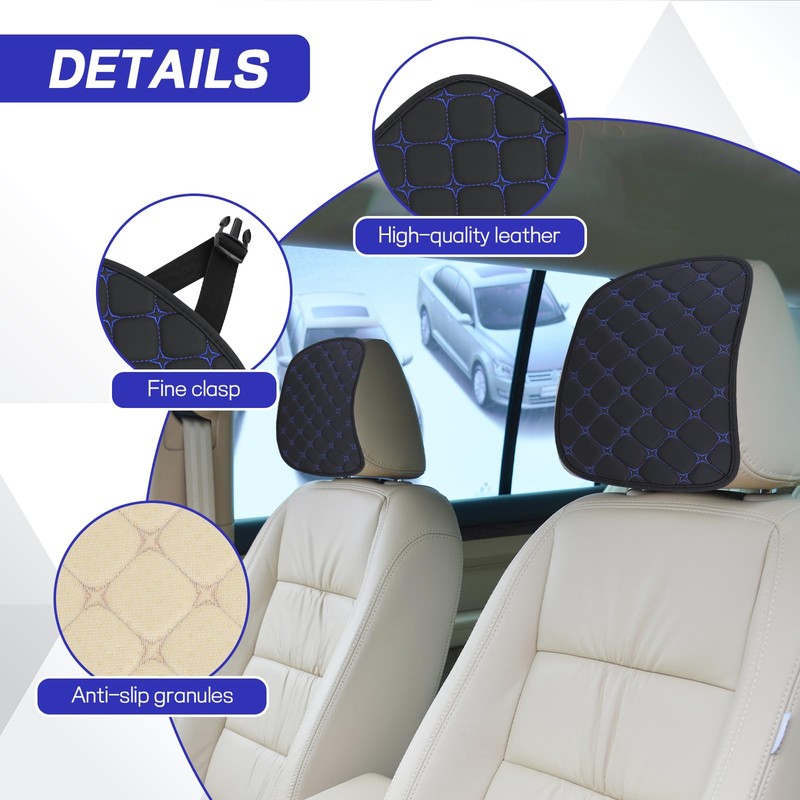 Hovom Car Headrest Cover, Soft Breathable Leather Front Seat Head