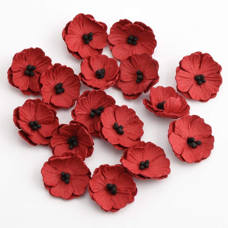 Paper Poppies - Poppy Craft Flowers Red (Pack of 16)