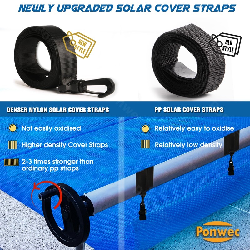 2024 Upgraded Pool Solar Cover Reel Straps,18 Pcs Including 6