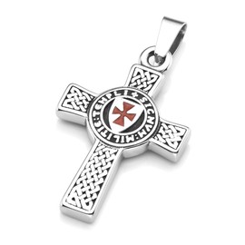 Zysta Stainless Steel Knights Templar Cross Sturdy Women Men's Pendant Necklace with 24 inches Chain Link