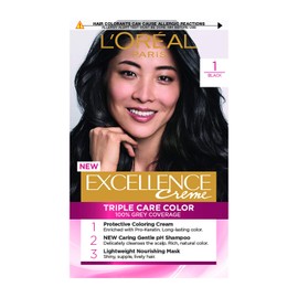 L'Oréal Paris, Permanent Hair Dye, Strengthening & With Up To 100% Grey Coverage, Excellence, Black 1.0