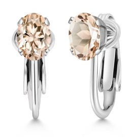 Gem Stone King 925 Sterling Silver Gemstone Birthstone Clip-On Earrings | Drop Earrings for Women | Oval 7X5MM | Gift For Women Mother Bridesmaids