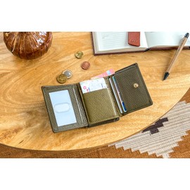 Gusti August Leather Wallet Mini Wallet Small Wallet Card Holder Wallet Women Men Green, Green, Retro