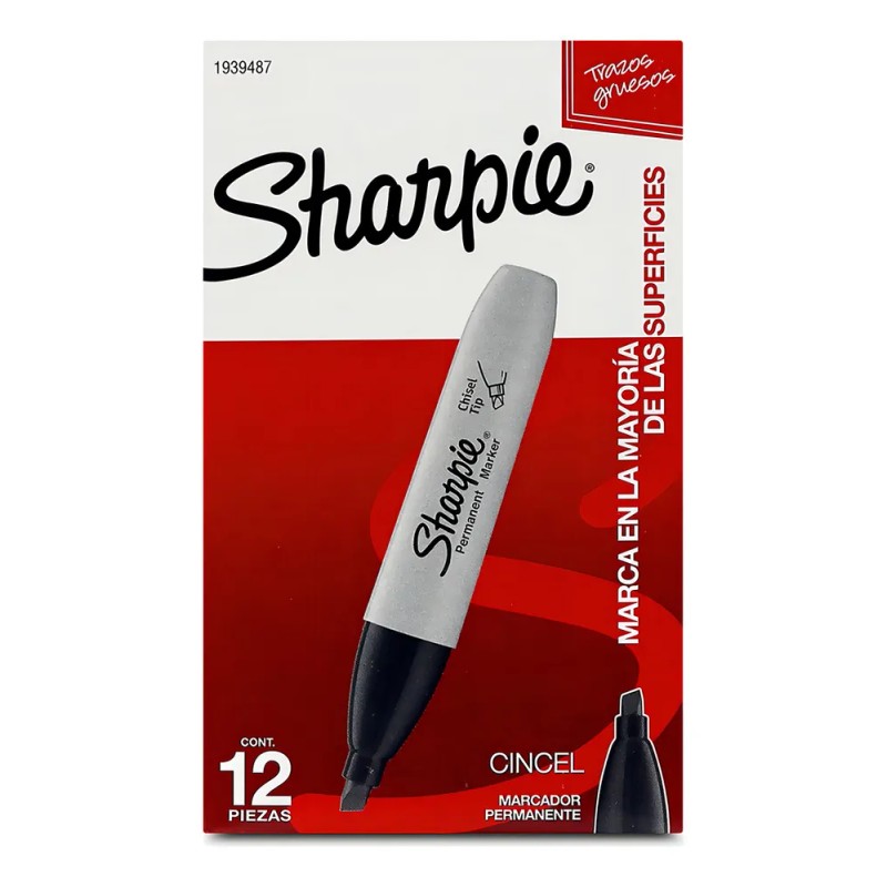 Marcadores Sharpie Punta Gruesa Cincel Chisel Negro Con 12
