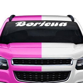Sticky Creations Boricua Decal Sticker Windshield Window Vinyl Graphic Banner Rear Back Car Truck SUV Vehicle Bold Script 36"x4.25"+ (Font-Motfemno)