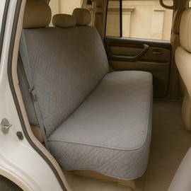 Formosa Covers Deluxe Quilted and Padded Back Seat Bench Cover with Non-Slip Fabric in Seat Area - One Size fits All 56" W Grey
