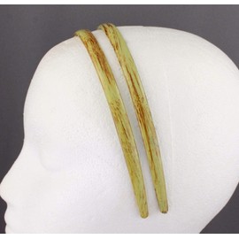 Green Brown headband 2 pack brushed painted look plastic hair grip teeth skinny