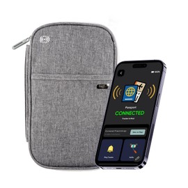 tag8 Dolphin Smart Passport Holder Wallet with Tracker, RFID Blocking Fabric Passport Pouch with Anti-Theft Bluetooth Tracking, Separation Alert, Android & Apple Compatible, Travel Document Organizer