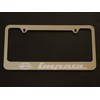 chevy impala license plate frame, chrome metal, Brushed aluminum text