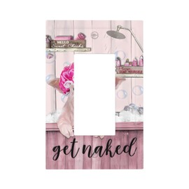 Funny Pig 1 Gang Rocker/Decora Outlet Light Switch Wall Plate Cover Cute Pink Piglets And Transparent Bubbles Exposed On Pink Wood Faceplate Decorative Faceplate Bathroom Living Room Bedroom Decorate