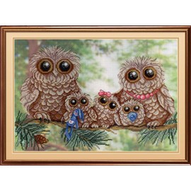 Mp Studio Sewing Cross Stitch Kit Dad, Mom, I Owl Family