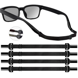 KECHIO Adjustable Glasses Strap Eyeglasses Strap 4 Pack Sunglasses Strap No Tail Eye Glasses Holders around Neck for Men Women Kids Eyeglass Holders Sports Glasses Strap Black (9.5-13.5 inch) 1