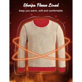 KEFITEVD Plain Crewneck Sweatshirt for Men Heavyweight Winter Fleece Sweat Shirts Mens Thick Warm Pullover Sweatshirts Tomato Red