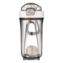 Mecmbj Blender Bottle, Protein Shaker, 500 ml Protein Shaker with Mixer Ball, Protein Shaker with Leak-proof Lid and Handle for Fitness, Outdoor Sports, Protein Shaker for Powdered Shakes (White)