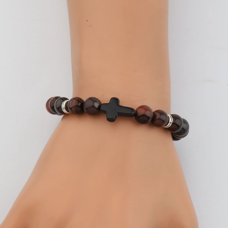 BNQL Godfather Gift Bracelet Godfather Cross Charm Natural Stone Bracelet