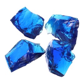 sourcing map Fire Glass for Fire Pit, 0.9 Pounds High Luster Reflective Tempered Glass Rocks for Natural Propane Fireplace, 3-5cm, Lake Blue