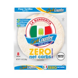 La Banderita Carb Counter® ZERO Net Carbs | 8" Size FlourTortillas | Keto Certified | 11.8 oz.| 8 Count (Pack of 4)