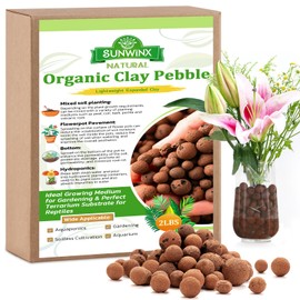 Sunwinx 2 LBS Natural Leca Clay Pebbles for Plants- 4-16mm Expanded Clay Leca Balls for Indoor Plants, Hydroton Clay Pebbles for Plants Hydroponic & Aquaponics Growing, Orchids, Drainage, Terrarium
