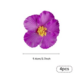 Yucenora 4 PCS Hawaiian Flower Hair Clips, Plumeria Hibiscus Hair Clip, Clip Accessories for Girls & Women Wedding Beach Party (Pink/Yellow/Purple/Rose Red)