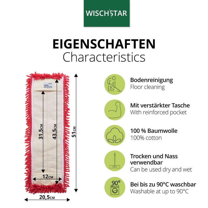 Wisch-Star Mop Cover 40 cm Microfibre in Red, Floor Mop