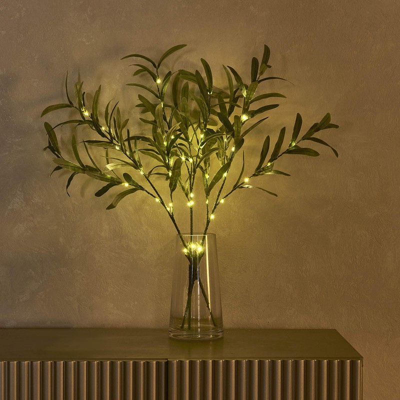 Hairui Lighted Olive Branches with Timer 24IN 72LED Battery Operated,