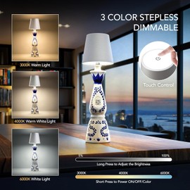 PRIDOLA Wireless Bottle Lamp for Any Type of Bottle - LED Bottle Lamp for Indoor & Outdoor - 100% Waterproof - 3000K Warm Light - Wireless & Rechargeable, Unique and Beautiful Design (Red)