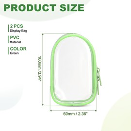 sourcing map 2 Pcs 3.94x2.36 Inch Clear Figure Display Bag, PVC Portable Small Dolls Storage Bag, Zipper Closure Carrying Display Case Pouch for Collectibles (Cabin Green)