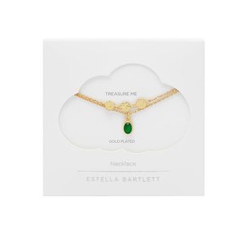 Estella Bartlett Gold Plated Hammered Disc And Green Stone Duo Necklace