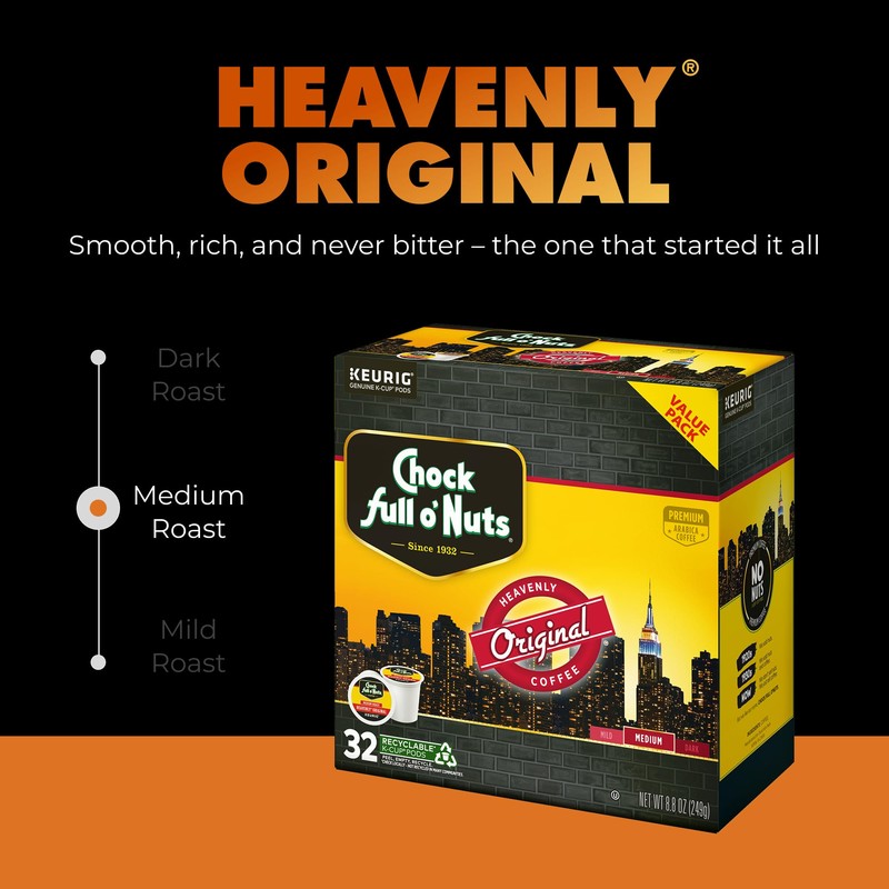 Chock Full o' Nuts Heavenly Original Keurig K-Cup Pods for