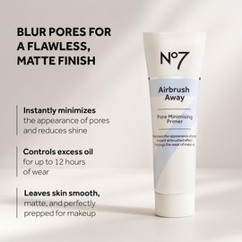 No7 Airbrush Away Pore Minimizing Facial Primer - Lightweight, Matte Primer & Pore Minimizer for Face - Makeup for Oily Skin (30ml)