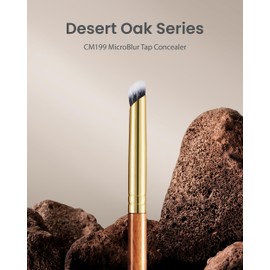Desert Oak Series MicroBlur Tap Concealer - 6mm Finger-Tip Precision Brush for Tear Troughs & Acne Spots, Vegan Nylon, Bubinga Handle (CM 199)