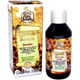 Jarabe de miel dorada de la tía Trini para tos crónica y seca, ideal para niños y efectivo para adultos, frasco 120ml.