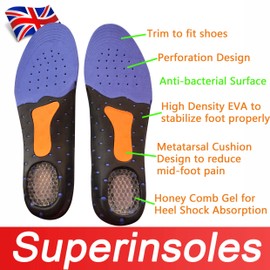 Ladies Gel Heel+ Odour Free +Metatarsal Cushion+Arch Support Full Foot Orthotic Insole (Ladies: UK 2.5-6; EU 35-39; US 5-8.5)