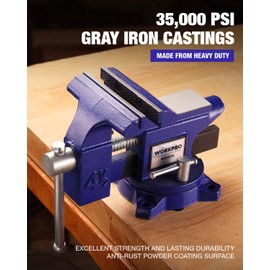 WORKPRO Bench Vise, 4-1/2" Vice for Workbench, Utility Combination Pipe Home Vise, Swivel Base Bench for Woodworking