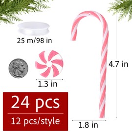 24pcs Pink Candy Cane Peppermint Ornaments for Christmas Tree Crafts Wreath Pink Christmas Decor Xmas Indoor Home Office Decorations