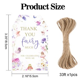joycraft 50Pcs Thank You Tags with String, 2x3 Inch White Kraft Paper, Thank You Fairy Much Gift Tags for Celebration