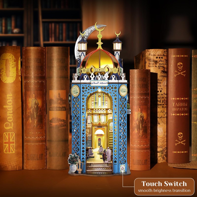 DIY Book Nook Kit, 3D Wooden Puzzle Mosque Miniature Booknook