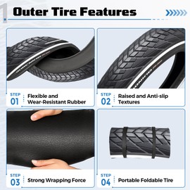 12x1.75 Bike Tire, 44-203 12x1.75 Bike Tire, 12 x 1.75 Tyre and Inner Tube, Neumático 12 x 1.75, Wear-Resistant, Anti-Puncture, Low-Noise, Skid-Resistant Bicycle Tires for Smooth Ride