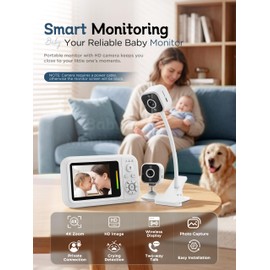Baby Monitor with Camera and Audio & Crib Clip, No Wifi, Portable & Travel