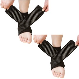 SDA DIRECT Solace Care Ankle Stabiliser Brace with Adjustable Compression Straps (PAIR) - Ligament Joint Stabiliser/Sprain/Strain/Weak Overstressed Ankles/Muscle Stiffness – Sports Sock (BLACK)