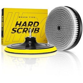 VViViD Drill Backing Plate + Power Scrub Brush Attachment, 150mm Diameter Large Surface Area, Hard Bristles for Heavy Grime on Hard Surfaces