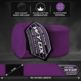 WYOX Vendas de Boxeo y Guantes Internos- Elásticas con Bucle para Pulgar, Estilo Mexicano, Protección de Muñeca para (Pack of 1, Liso Morado, 4.5 Meter / 180 Inches (Length))