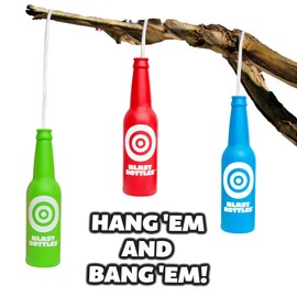 GoSports Outdoors Blast Bottles - 6 Pack Shatterproof Bottle Shooting Targets with Rope for Firearm Target Practice, Great for Indoor & Outdoor Gun Ranges