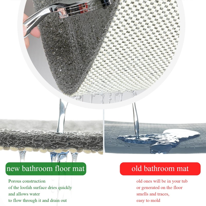 Square Shower Mats for Inside Shower 60x60cm, Loofah Shower Mat