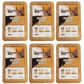Hardwood Ridge Deer Salt Lick Block, Made with Real Molasses – Long-Lasting Attractant – Natural Feed with Essential Minerals for Antler Growth & Herd Health – 4 lb 6 Pack