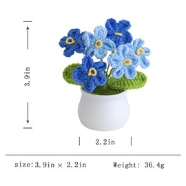 ANCEOMU Artificial Crochet Flowers, Handmade Knit Floral Arrangements for Home Decor, Wedding Bouquet Centerpiece Gift for Mother’s Day, Birthday, Anniversary, Kitchen, Office Desk (Blue-A)