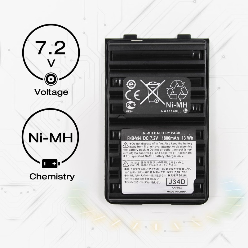 elxjar (3-Pack) 7.2V 1800mAh Ni-MH Battery Pack Compatible for Yaesu